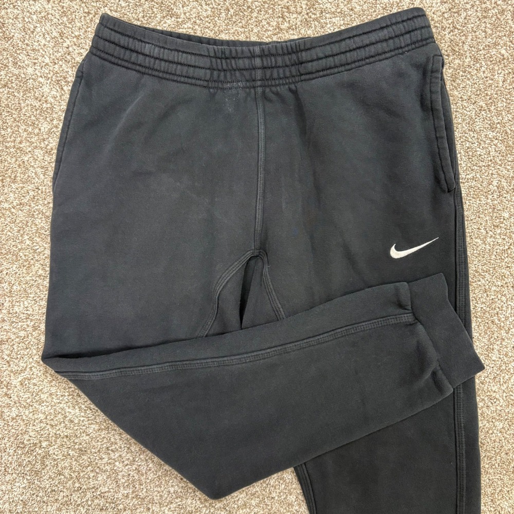 Nike Sportswear Club Fleece Joggers Black Swoosh Mens Medium Drawstring Stretch